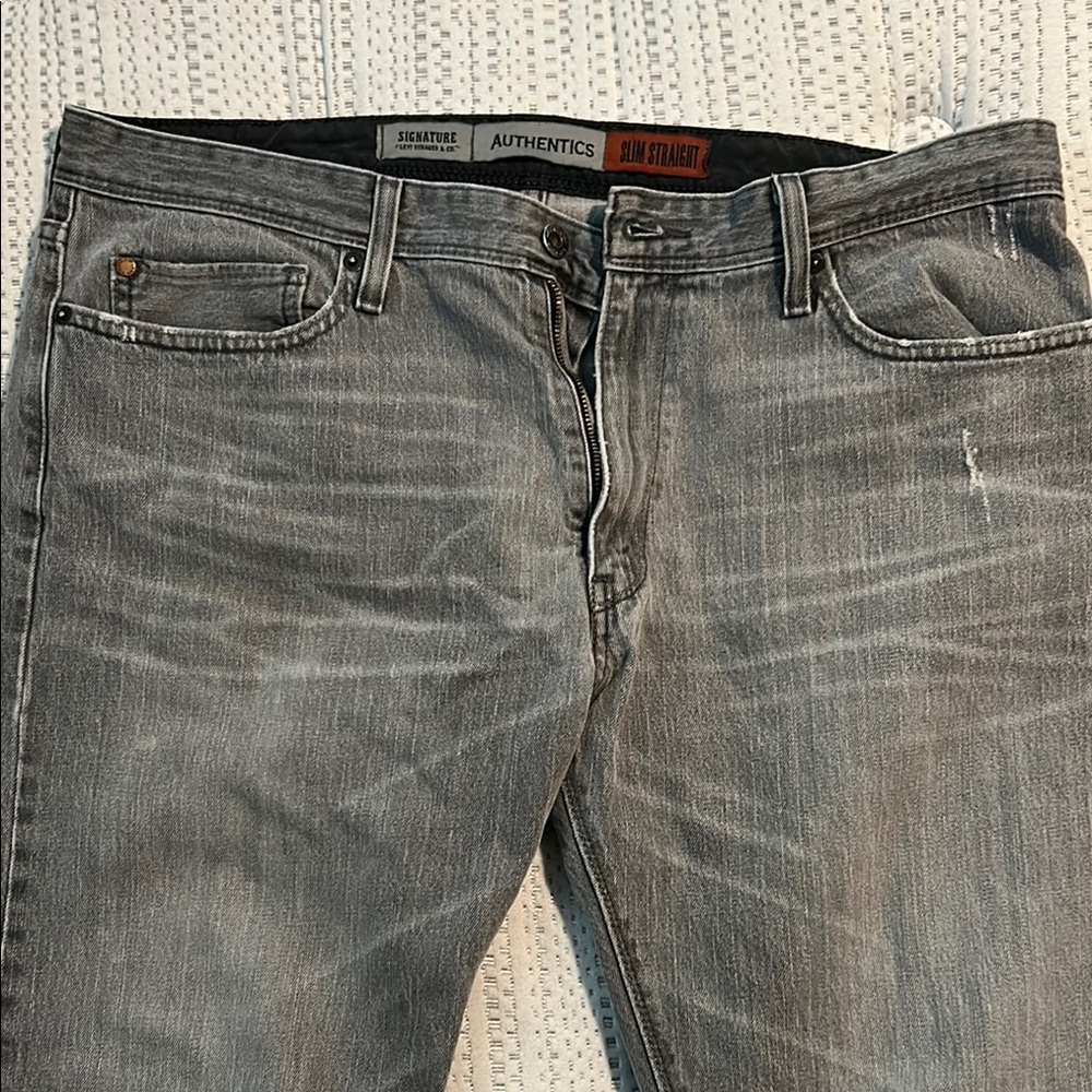 Men's Slim Straight Gray Jeans